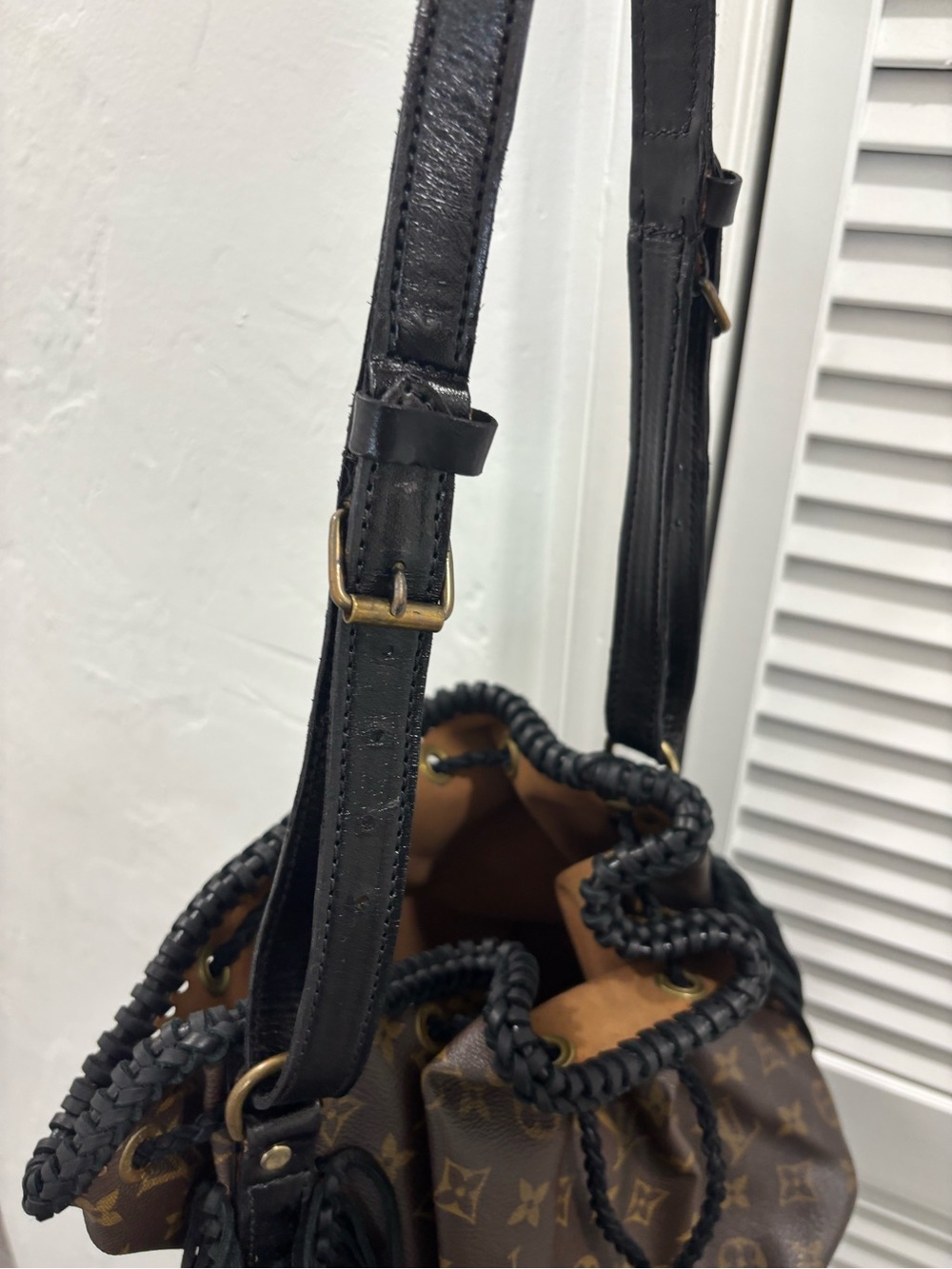 Monogram Drawstring Bucket Bag in Brown and Black with Original Dustbag - Picture 7 of 16